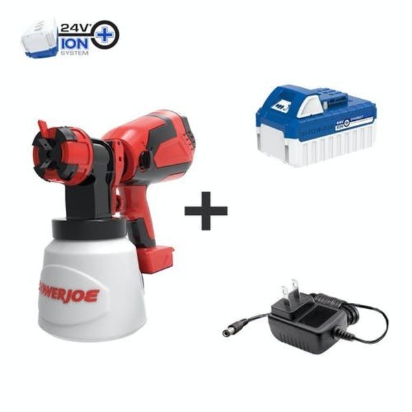 Sun Joe 24V iON+ 4.0-Ah Cordless HVLP Paint Sprayer, Airless, Adjust. Tips, & Clean Tool 24V-PS1